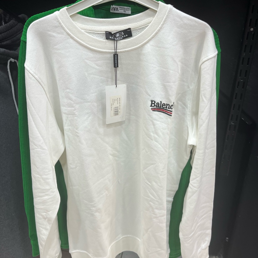 Balenciaga White Tee with Embroidered Logo